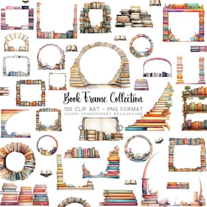Buchumrandung Booklover Clipart & Edukation PNG: 130 Vintage Rahmenelemente für Lehrer und Digitales Scrapbooking