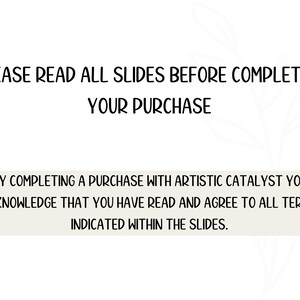 Slide outlining the terms and conditions of use, specifying that the purchaser agrees to the terms by completing the purchase and acknowledges that reselling, sharing or altering the digital files in any way is prohibited