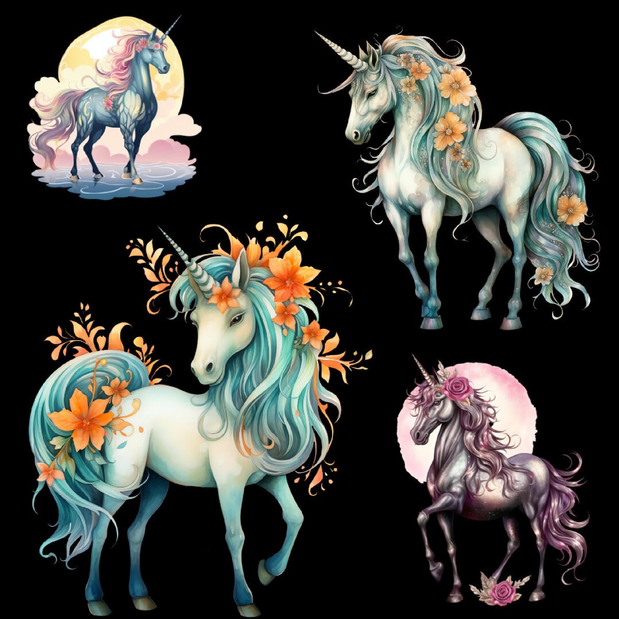 Watercolor Unicorn Clipart Bundle - Fantasy Graphics, Commercial Use ...