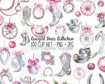 Cowgirl Disco Clipart Bundle: Watercolor Western Illustrations (PNG Digital Download)