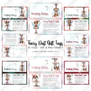 Etiquetas de regalo de polvo de hadas: imagen PNG de polvo de hadas caprichosa: diversión única de Nochebuena para niños