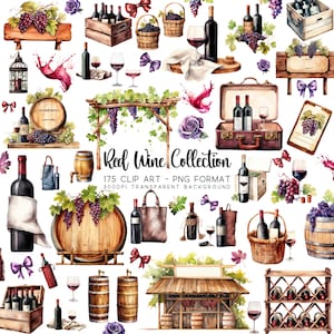 Red Wine Clipart: 175 Winery Clip art PNG transparent image Files & JPG, Perfect for Fall Sublimation and Autumn Clipart Projects