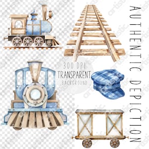 Bundle of 120 train clip arts in JPG format with white background, designed for easy printing and use in classroom settings.