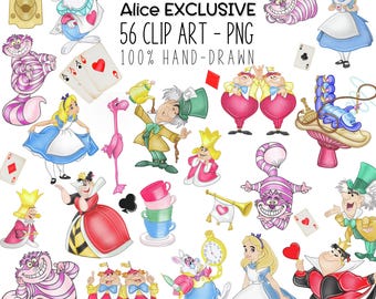 Watercolor Alice in Wonderland Clipart: Tea Party PNG Prints (56 Images)