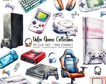 Watercolor Video Game Clipart Bundle: 90s-2000s Nostalgia (Digital Download)