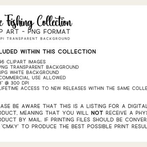 Fishing Clipart PNG Files, Inspired-themed clipart PNG files. Printable digital graphics perfect for crafting, scrapbooking, and more. Commercial use.