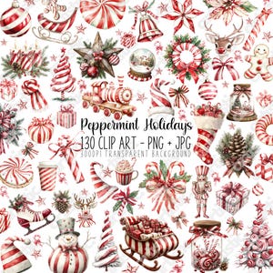 Candy Cane Clipart for Christmas Crafts – 130 PNG, with Nutcrackers, Santa Hats, Reindeer, and More, Perfect for DIY Gift Ideas