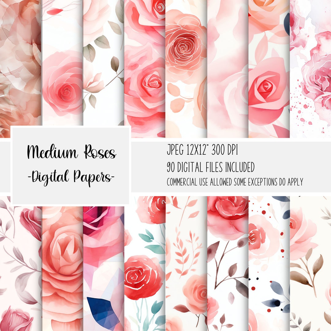 Watercolour Roses Repeat Patterns, Seamless Floral Patterns, Pink and ...
