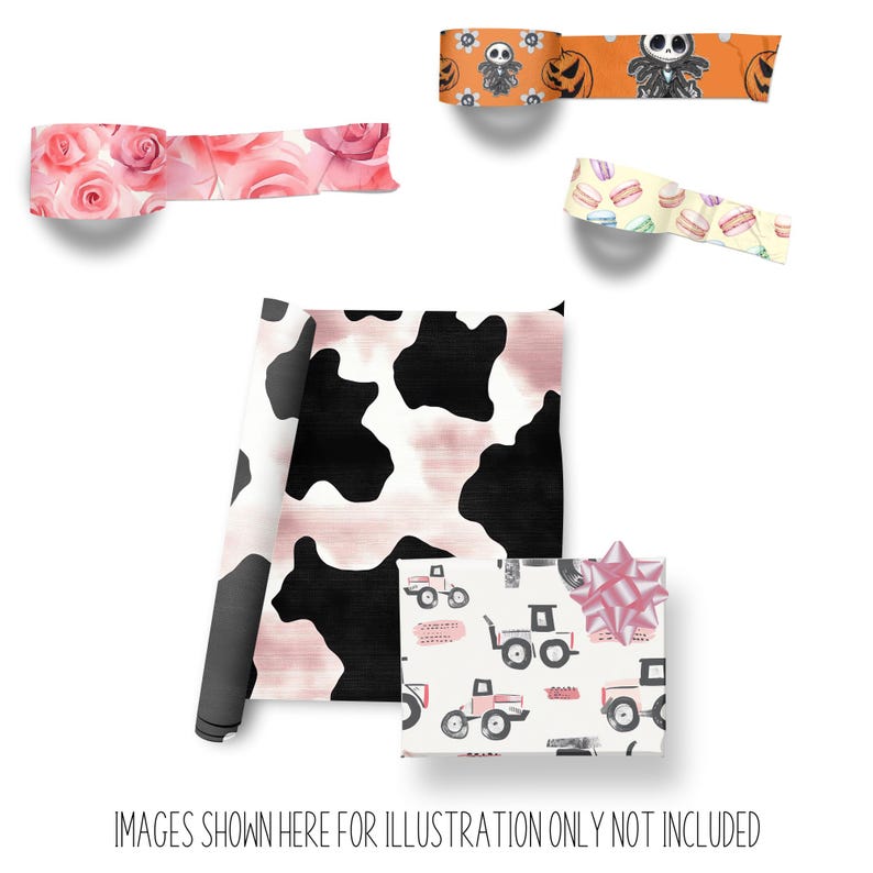 Modern cowhide wrapping paper with soft pink accents