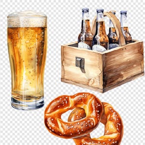 Beer Clipart Bundle Set, 125 Beer Clip art PNG JPG, Watercolour, Transparent Background, Scrapbooking, Label Making