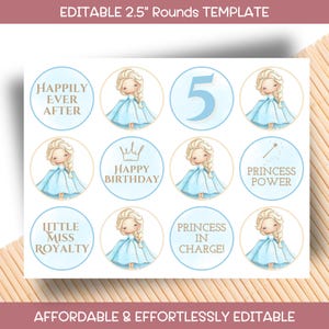 Princess Cupcake Topper Editable Template - Snowflake Cupcake Ice Princess Toppers Winter Party Toppers for DIY Events