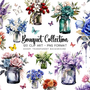 Wilde Blumen Aquarell Clipart, rustikale Einmachglas Hochzeitseinladung, Illustration Print Cottage Bauernhaus, Dekor für Wände, Geschenk für Mama