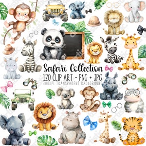 Clipart Safari & Jungle Baby Shower Decor - Impresiones digitales para niño, niña, cumpleaños de un salvaje, arte de pared para guardería, regalo para nueva mamá, animales del zoológico para bebés