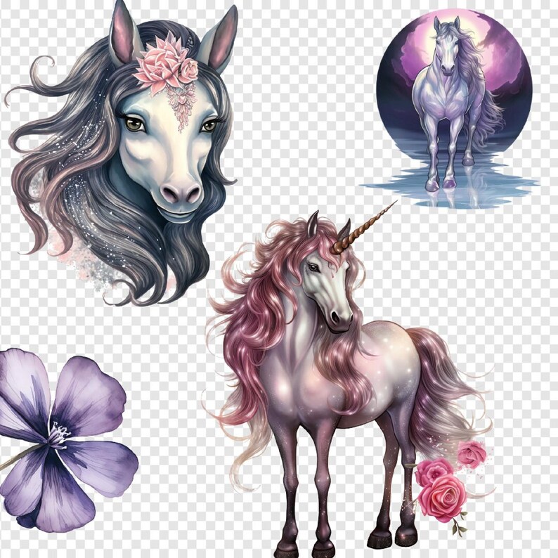 Watercolor Unicorn Clipart Bundle - Fantasy Graphics, Commercial Use ...