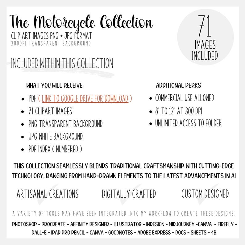 Bike clipart bundle featuring 72 unique watercolor designs, perfect for decals and customizable projects