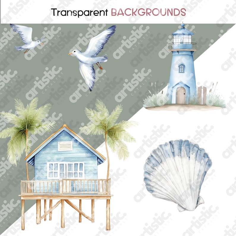Summers Travel Inspired Beach Van PNG elements, beautifully crafted in watercolor style, ideal for creating memorable outdoor nature and little sailor-themed projects.