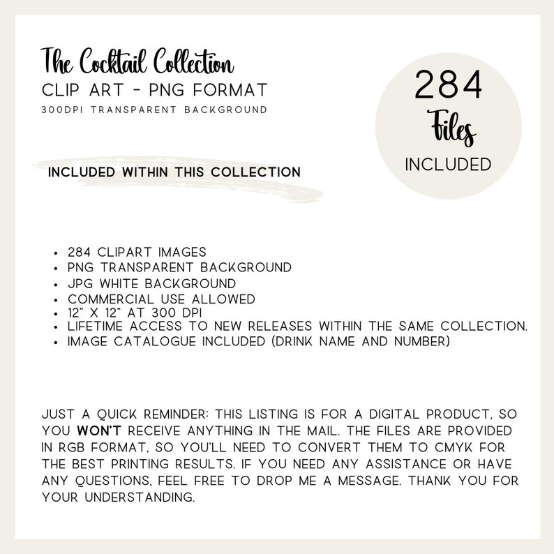 Digital download folder with a beige border, containing cocktail-themed clipart images in PNG format. Suitable for crafting, scrapbooking, and commercial use.