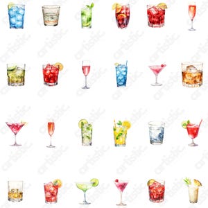 Framed wall art mockup featuring cocktail PNG clipart, showing how these images can be used for kitchen or bar wall decor.
