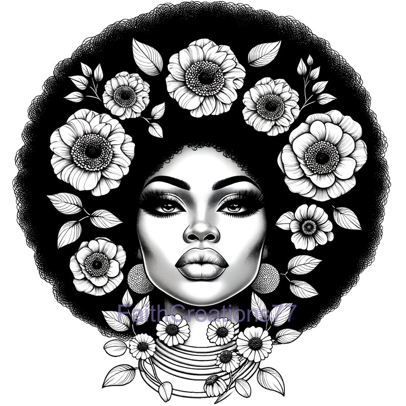 Coloring Page Afrocentric Canvas Painting Wall Art Black Etsy