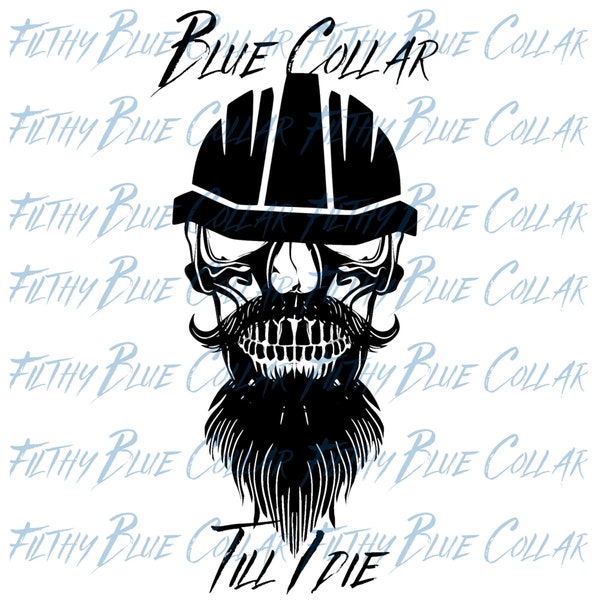 Oilfield Construction Roughneck Blue Collar Skull SVG