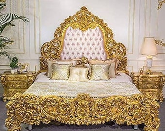 Mascointerntional Teak Wood Bed Antique Style Luxury Bedroom Furniture