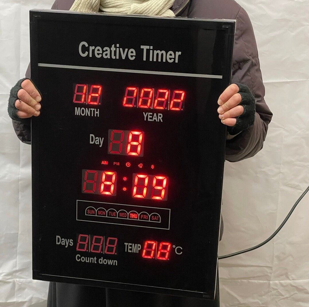 Large 60cm RED Digital Wall Clock LED Creative Timer Remote Countdown