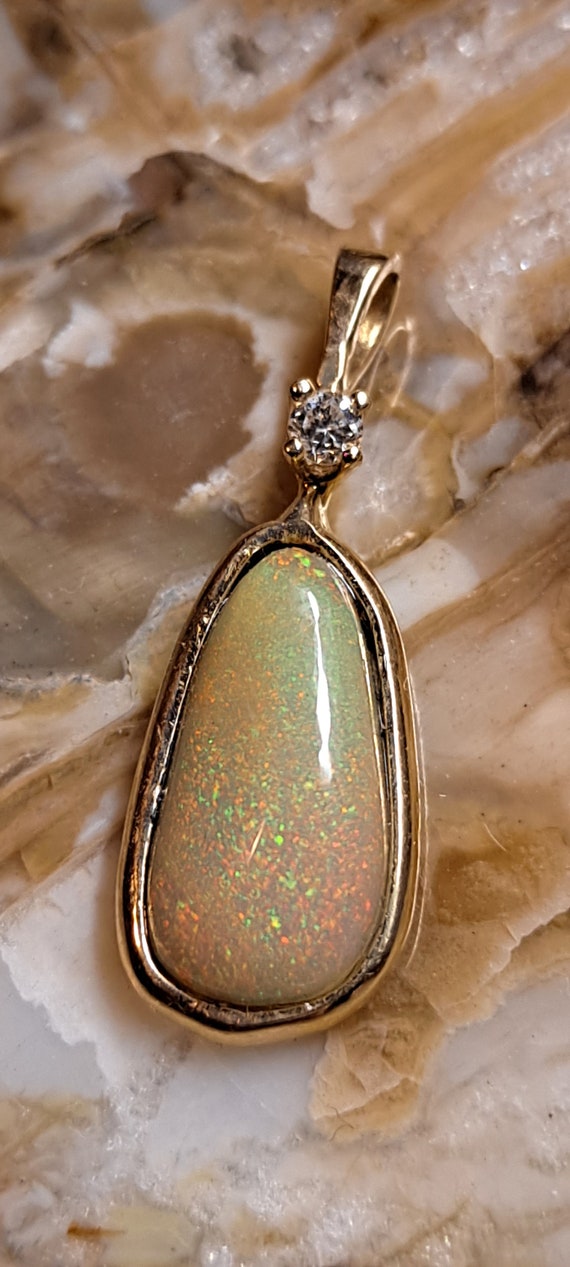 Opal with Diamond and 14k Yellow Gold Amazing Vin… - image 5