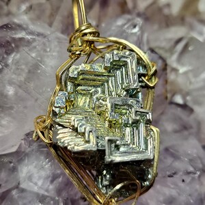 Amazing Gold Filled Wire Wrapped Bismuth Pendant