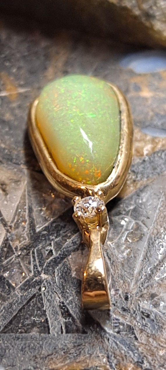 Opal with Diamond and 14k Yellow Gold Amazing Vin… - image 4