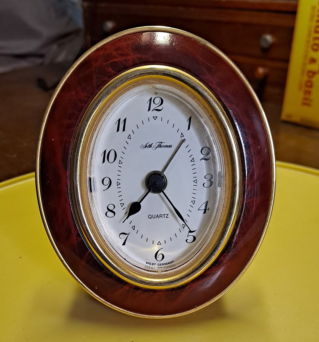 Vintage Seth Thomas Travel Alarm Clock Red and Gold Battery Etsy