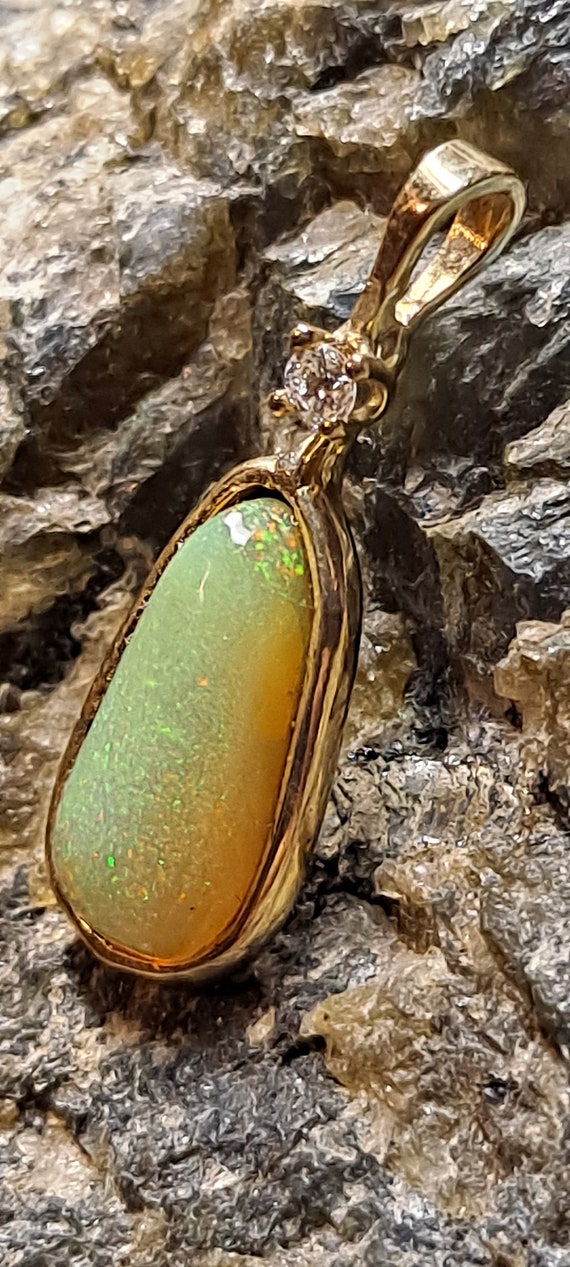 Opal with Diamond and 14k Yellow Gold Amazing Vin… - image 7