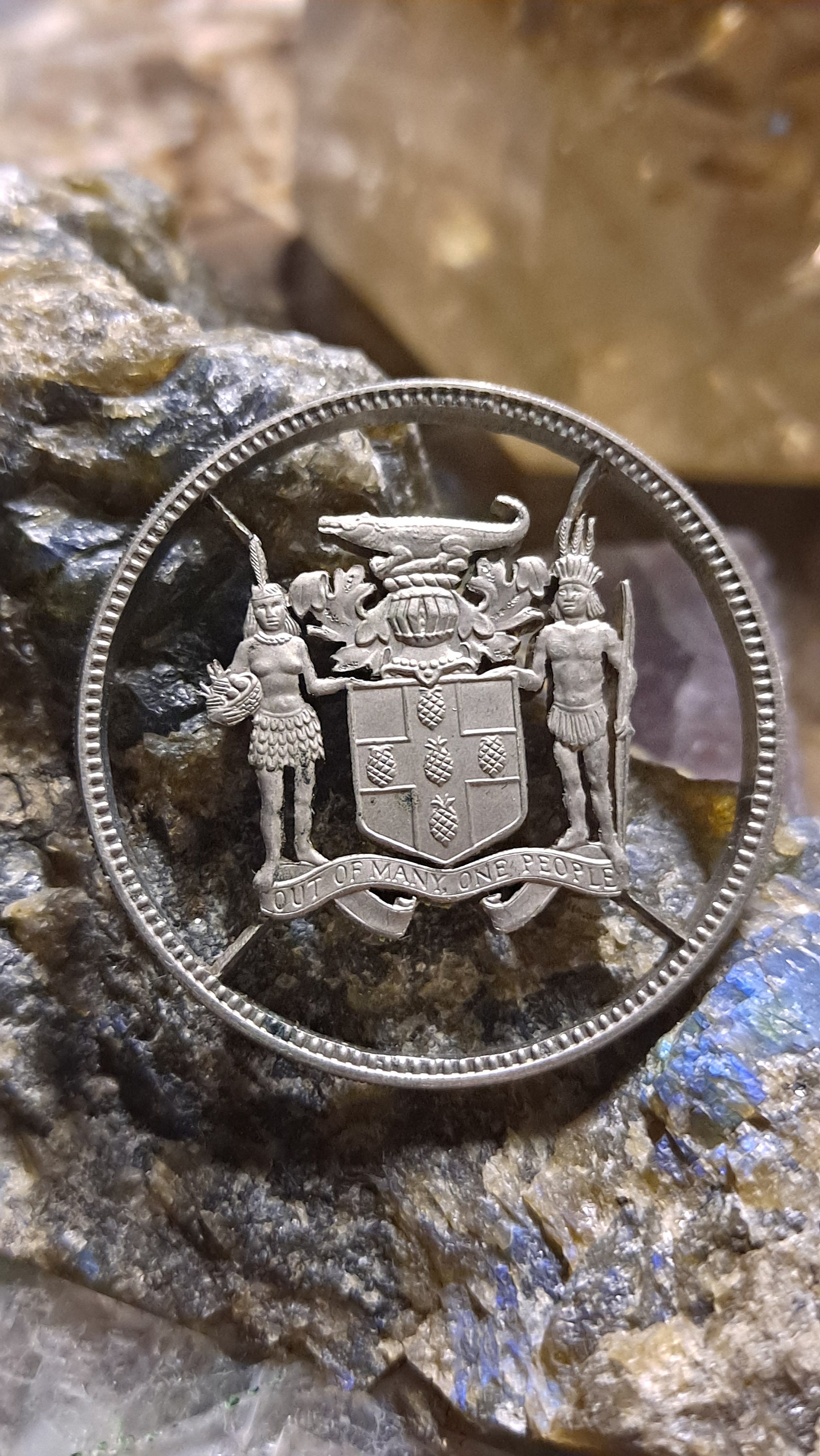 Jamaica 5 Dollar Cut Coin Custom Made