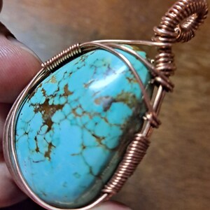 Custom Copper and Spider Turquoise Pendant Wire Wrapped