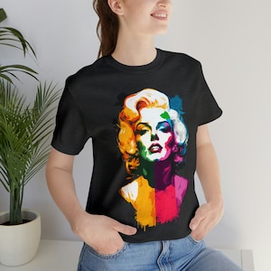 Retro Pop Art Marilyn T-Shirt – Unisex Graphic Tee, Colorful Iconic Design, Gift for Art Lovers