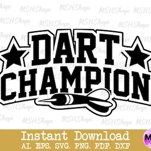 Dart Champion-Svg, Darts-Team-Svg, Dartscheibe-Svg, Dart-Spiel-Svg, Darts-Clipart, Dart-Ziel-Svg, Png, Dxf, Pdf, SVG-Dateien für Cricut, digitaler Download