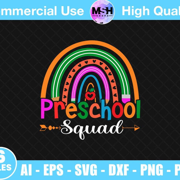 Preschool Squad PNG, Preschool Teacher, First Day Of School, Preschool Squad Svg, Preschool Shirt svg, Instant download