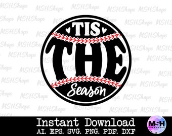 Tis The Season Baseball SVG, Softball Cut File (Digital Download)