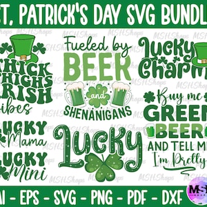 St patrick&#39;s SVG Bundle, St Patrick&#39;s Day Quotes, Lucky SVG, Irish, Happy St Patrick&#39;s Day, Shamrock svg, Clover svg, Cut File Cricut