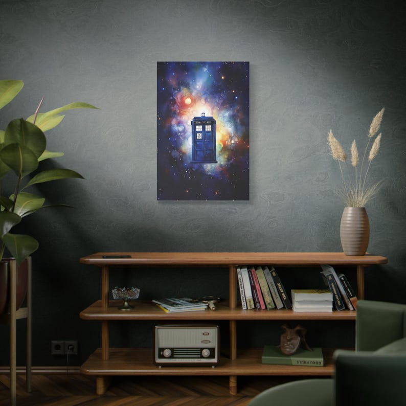 Tardis Universe Watercolor Canvas Painting Print, Doctor Who Fan ...