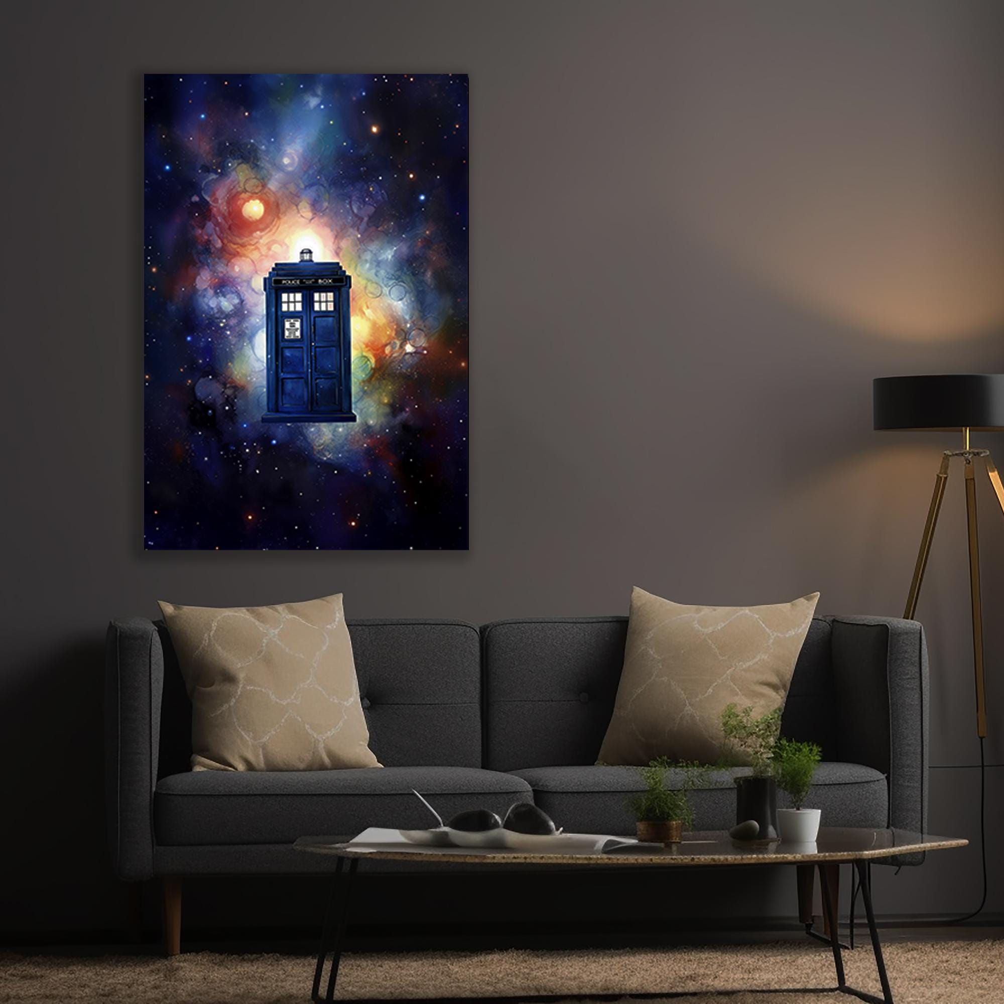 Tardis Universe Watercolor Canvas Painting Print, Doctor Who Fan ...
