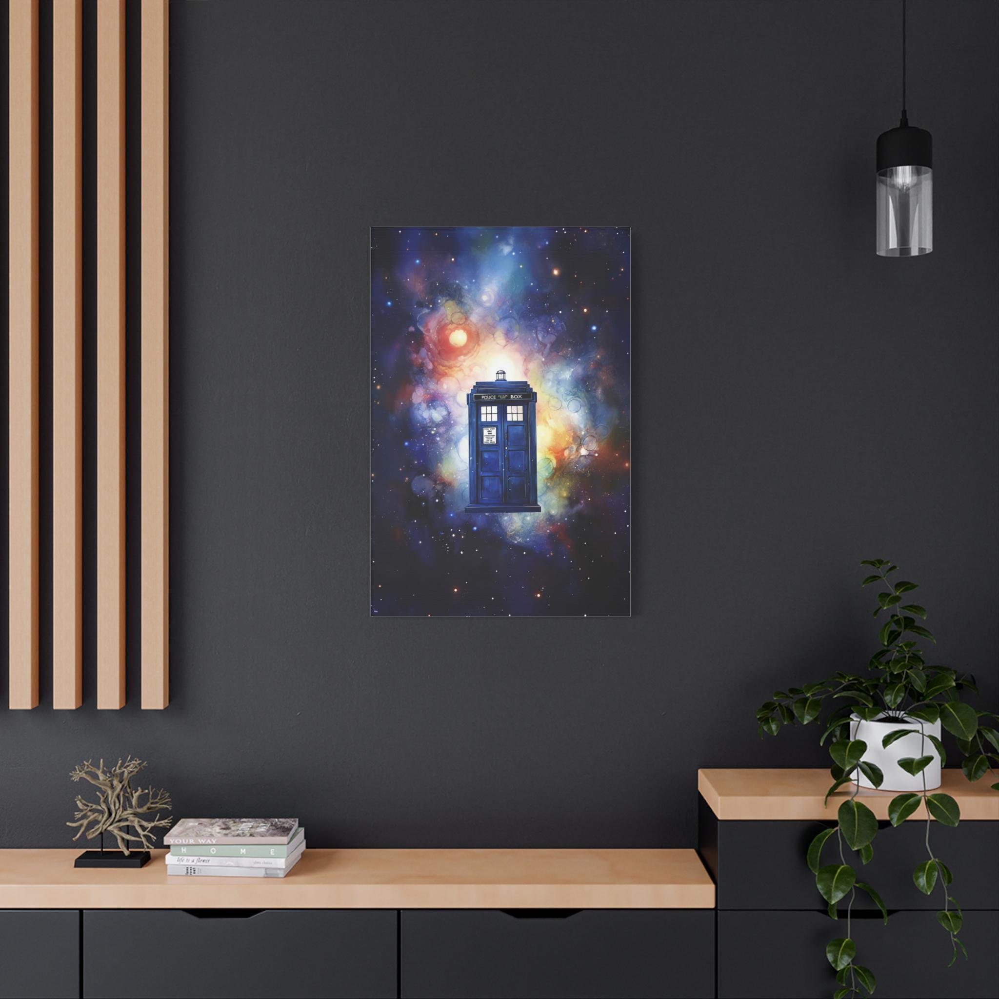 Tardis Universe Watercolor Canvas Painting Print, Doctor Who Fan ...