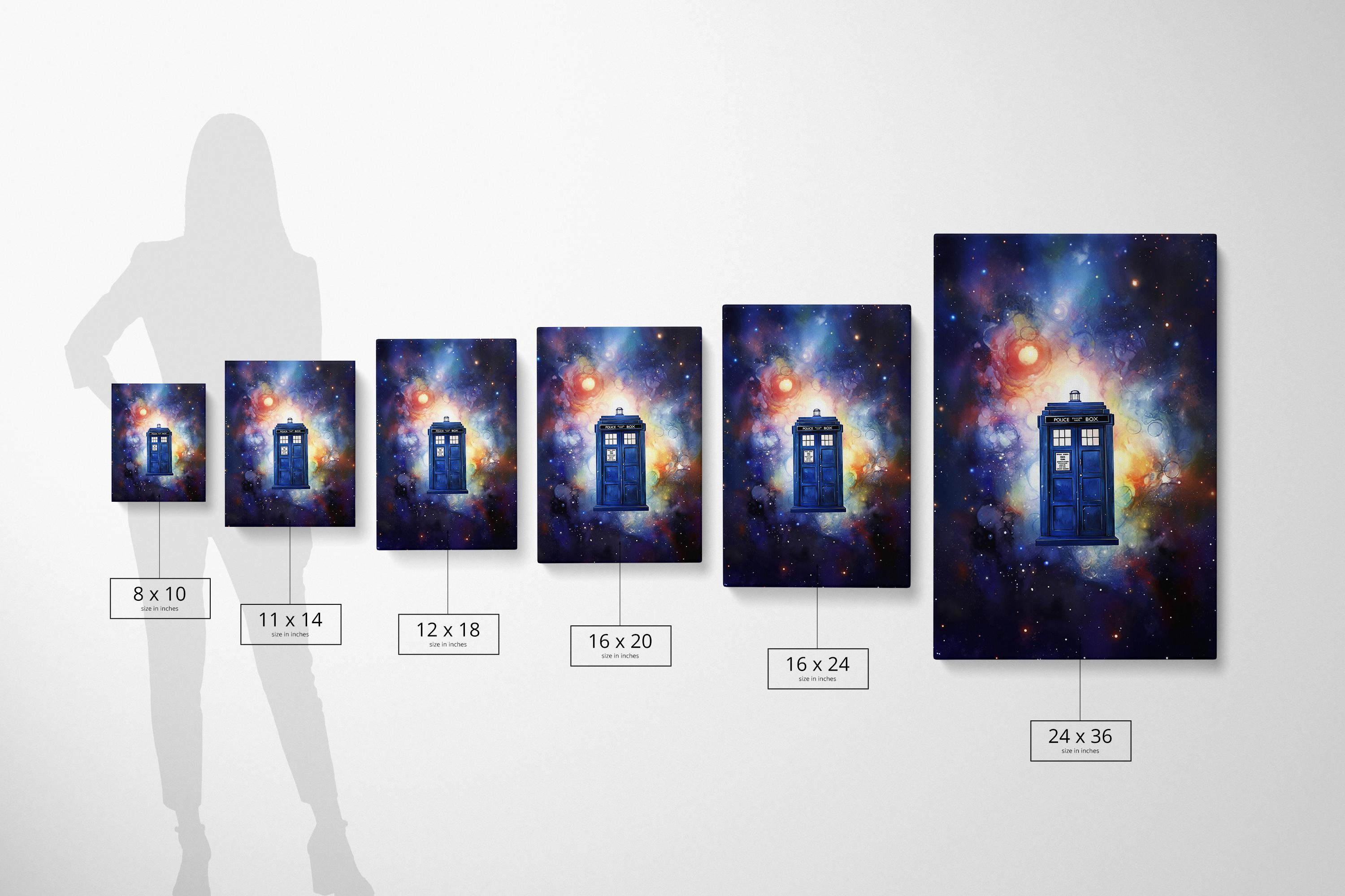 Tardis Universe Watercolor Canvas Painting Print, Doctor Who Fan ...