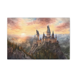 Wizard Castle Morning Sunrise, Harry Pottery Gift for Her, Magic Art, Movie Scene Decor, Gaming Room Art, Unique Wall Decor, Kids Wall Decor