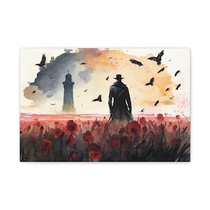 The Dark Tower, Landscape Watercolor Painting, Stephen King, Fantasy Art, Fantasy Painting, Midworld, End-world, Roland the Gunslinger, rose