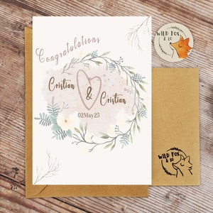 Carte de mariage personnalisée ! Carte de voeux de félicitations de mariage avec des noms de couples