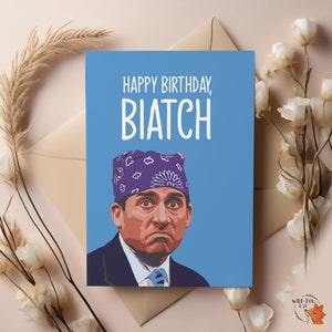 La carte d'anniversaire du bureau/Carte d'anniversaire Michael Scott | Le cadeau de bureau | Joyeux anniversaire Biaatch