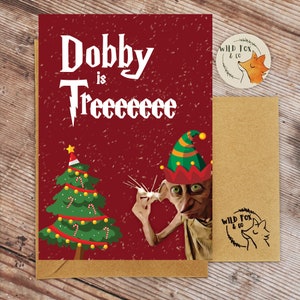 Dobby is Treeeeee! Dobby/Harry Potter-kerstkaart!
