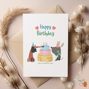 Passez une belle journée | Jolie carte d'anniversaire pastel pour chien |