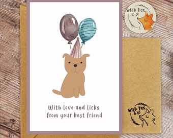 Love and licks from your best friend| Dog Card, thank you, celebration, birthday, wedding, just because |