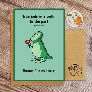 Il matrimonio è una passeggiata nel Jurassic Park Dinosaur Anniversary Card / Dino Wedding / Dinosaur greetings card / Funny Animal Card